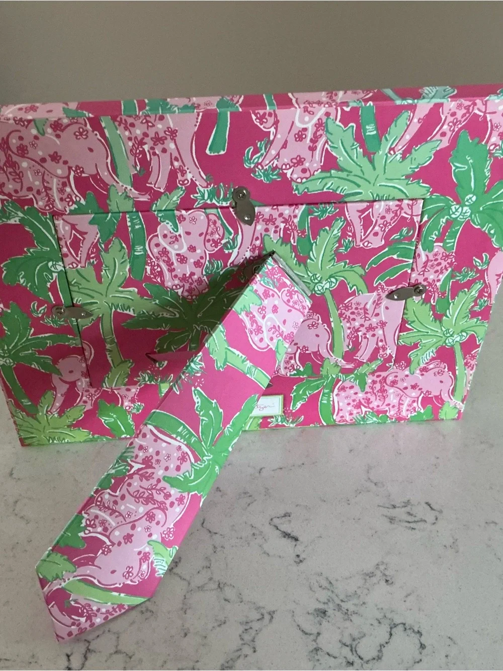 Lily Pulitzer picture frame green pink floral 4x6”